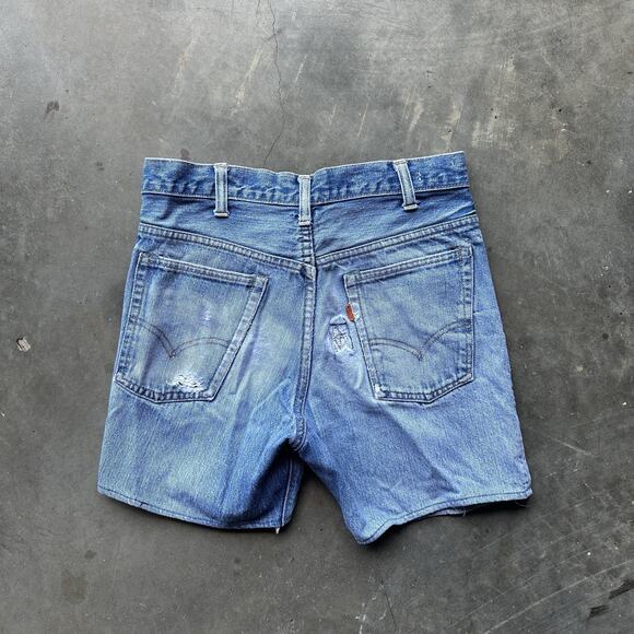 Levi's Denim Vintage 1970s Orange Tab Cutoff Short Talon 42 7 Thrashed Jorts 27”
